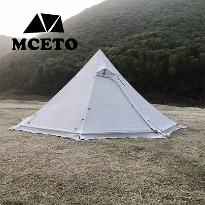 320PRO Camping Pyramid Teepee Tent Hight 1.6M Lightweight Outdoor Backpacking Winter Chimney Tent with Snow Skirt for 1-2 Person